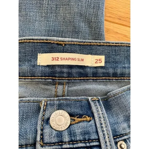 Levi's 312 Shaping Slim light wash juniors mid rise skinny jeans size 25 - Picture 5 of 9